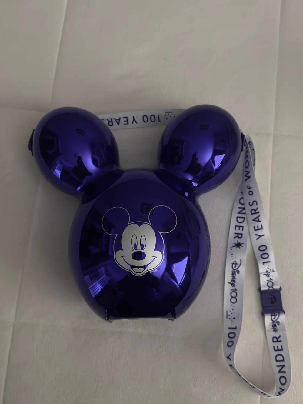 Disney Metallic Purple Mickey Mouse Ear-Shaped Crossbody Bag